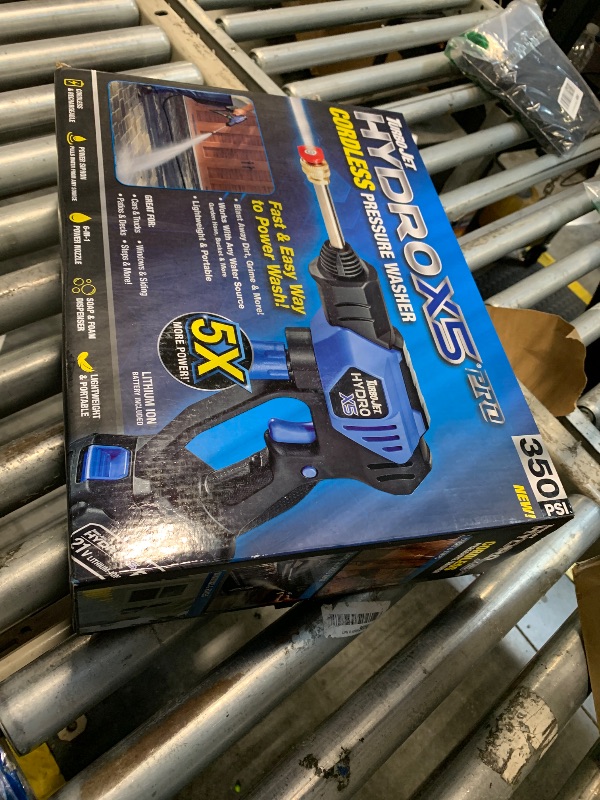 Photo 1 of ***MISSING POWER CORD*** Ontel Turbo Jet HydroX5 Pro Portable Cordless Pressure Washer (21V 3000mAh Battery), 6-in-1 Nozzle, Dual Water Source, 16ft Detachable Hose