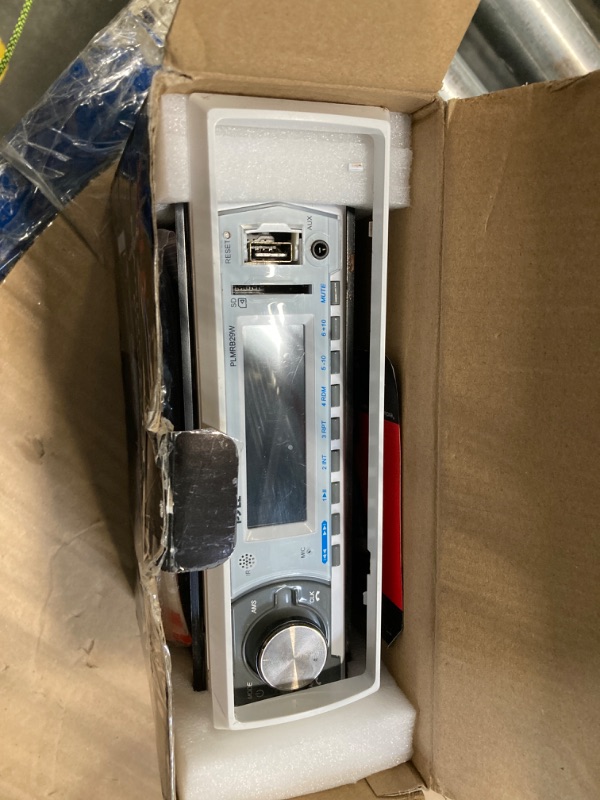 Photo 1 of ***MISSING PLUG**Pyle Marine Stereo Receiver Power Amplifier - AM/FM/MP3/USB/Aux/SD Card Reader Marine Stereo Receiver, Single Din, 30 Preset Memory Stations, LCD Display with Remote Control - PLMRB39W