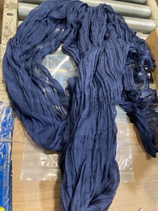 Photo 1 of ****INCOMPLETE***4 Pack Cheesecloth Table Runner, 35 x 120Inch Dusty Blue Table Runner, 10FT Boho Gauze Cheese Cloth Table Runners for Wedding Baby Shower Party Table Decor