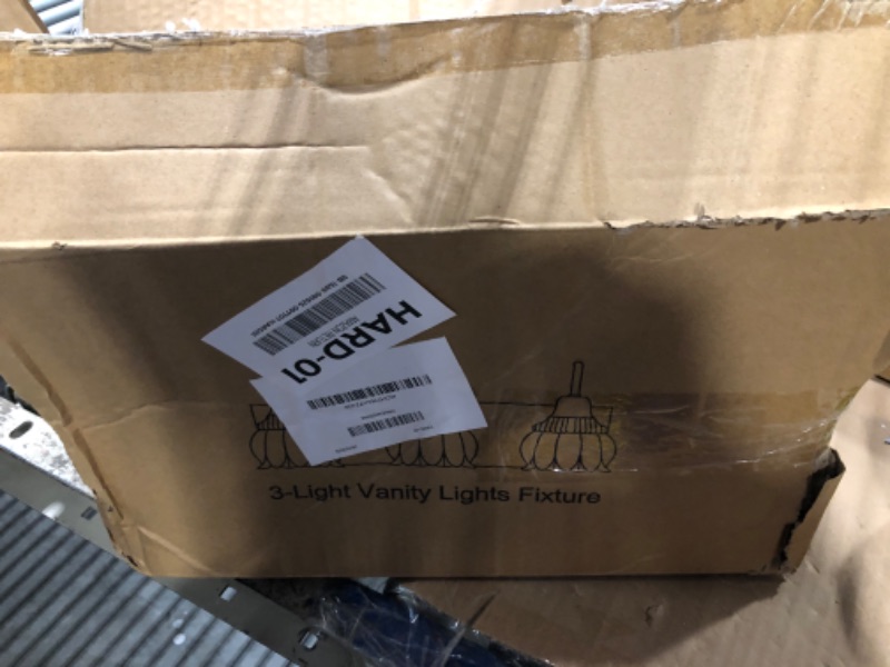 Photo 1 of    ***INCOMPLETE*****3-Light Bathroom Light Fixtures, Black Modern Bathroom Vanity Lights with Flower Glass Shade, Bathroom Wall Lamp for Mirror Bedroom Kitchen Living Room Hallway Cabinet Porch, E12 Bulbs Needed