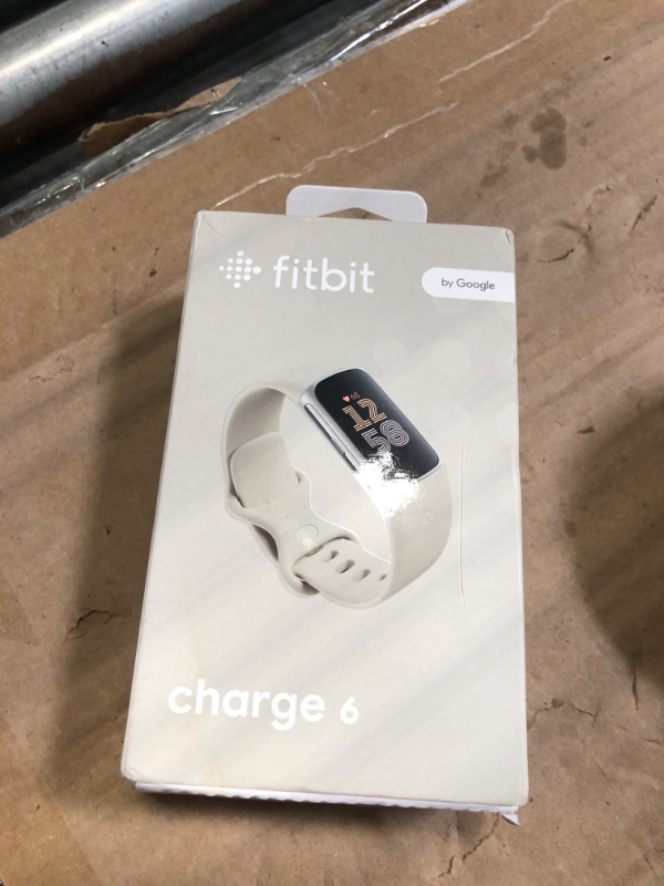 Photo 1 of  FACTORY SEALING***********  Fitbit Charge 6 Fitness Tracker with Google apps, Heart Rate on Exercise Equipment, 6-Months Premium Membership Included, GPS, Health Tools and More, Porcelain/Silver, One Size (S & L Bands Included)