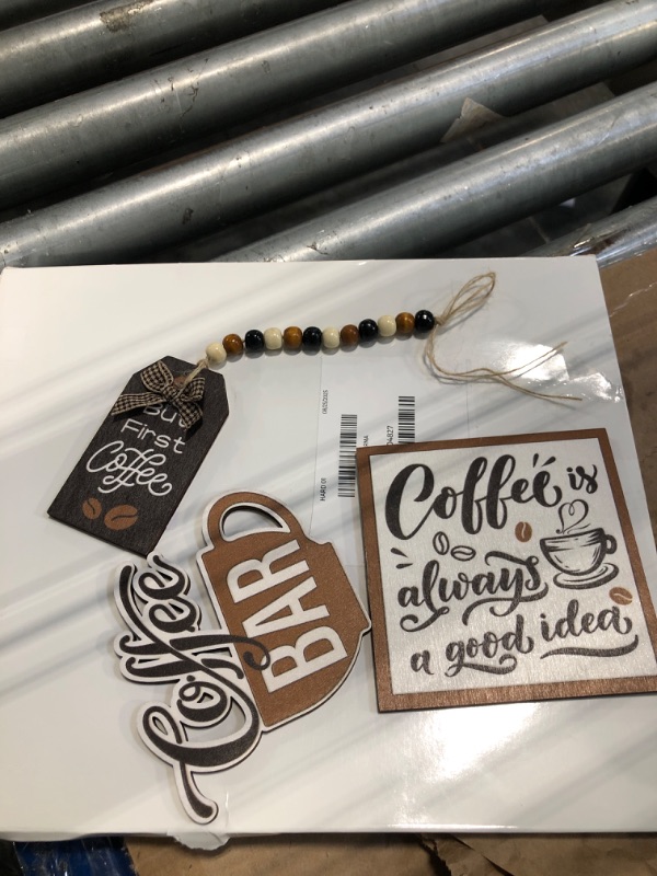 Photo 1 of ***INCOMPLETE***Thyle 16 Pcs Fall Coffee Tiered Tray Decor Set Coffee Bar Wooden Signs Rustic Decorations Farmhouse Table Ornament for Station Bar Tray Shelf