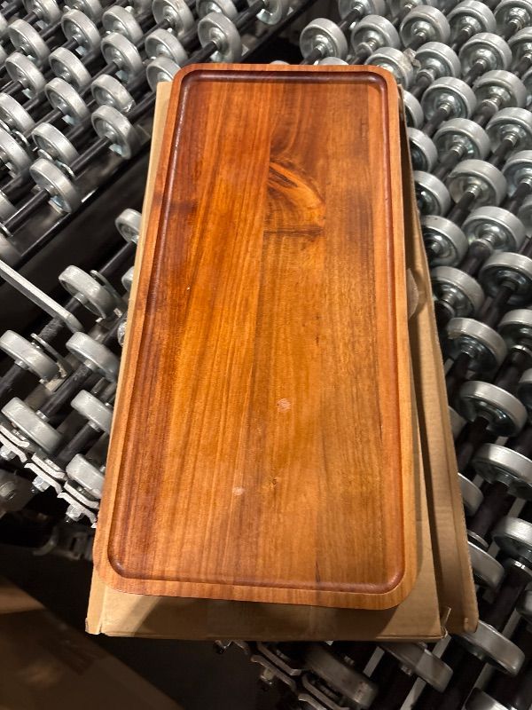 Photo 1 of **DIRTY**Charmlife 1 pcs 15.7" x 7" Large Solid Acacia Wood Serving Trays Rectangular Wooden Serving Platters Natural Wooden Boards for Bar Coffee Party