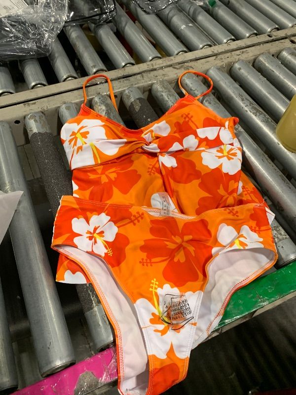 Photo 1 of ****USED****** SweatyRocks Women's Floral Print Twist High Waisted Tankini Swimsuit 2 Piece Bathing Suit Multicolor Large