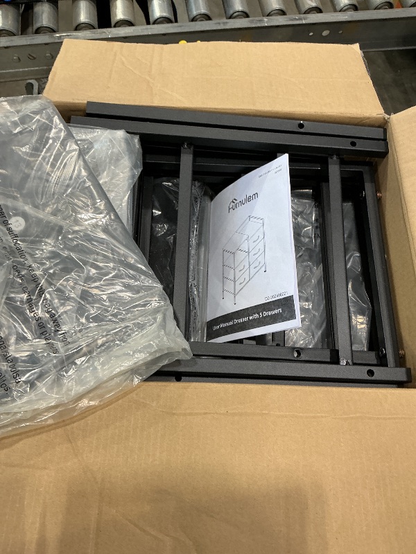 Photo 1 of ****MISSING SCREWS******Furnulem 5 Drawer Black Dressers for Bedroom 2 Tier Shelf Storage Small Fabric Dresser for Closet Sturdy Metal Frame Modern Style Storage Cabinets Organization Units for Hallway Rooms