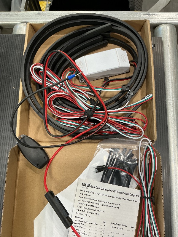 Photo 1 of 10L0L Golf Cart Underglow LED Light Strip Kit, 22 Modes Glow Neon Underbody Lighting with Wireless Remote Control, Sound Active, Water Resistant Flexible Tubes 4 Pack