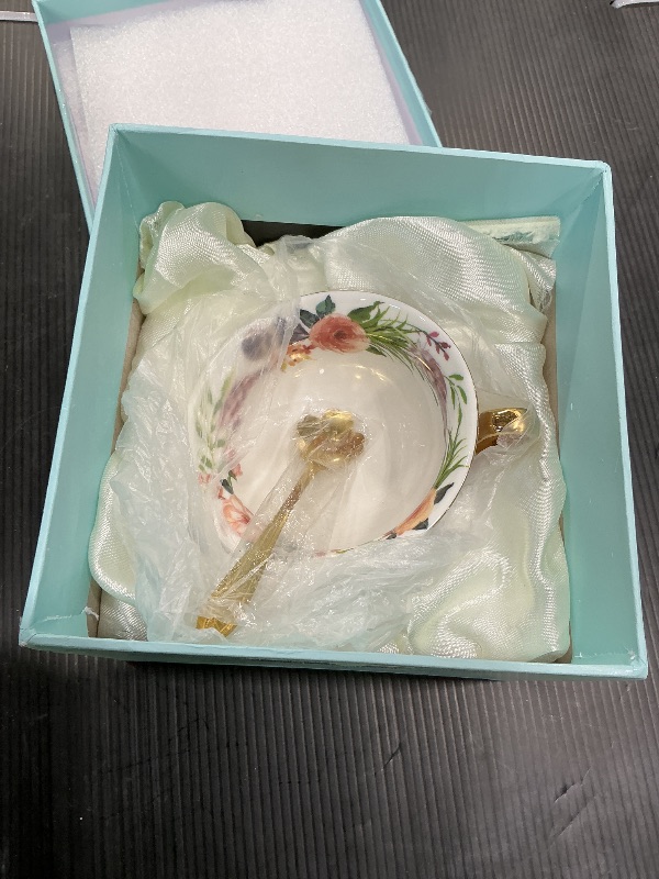 Photo 1 of ***SEE COMMENTS*** Krysclove Vintage Ceramic Teacup, Elegant Coffee Cup with Spoon Saucer Set, Fine Royal Bone China Tea Cups (Purple)