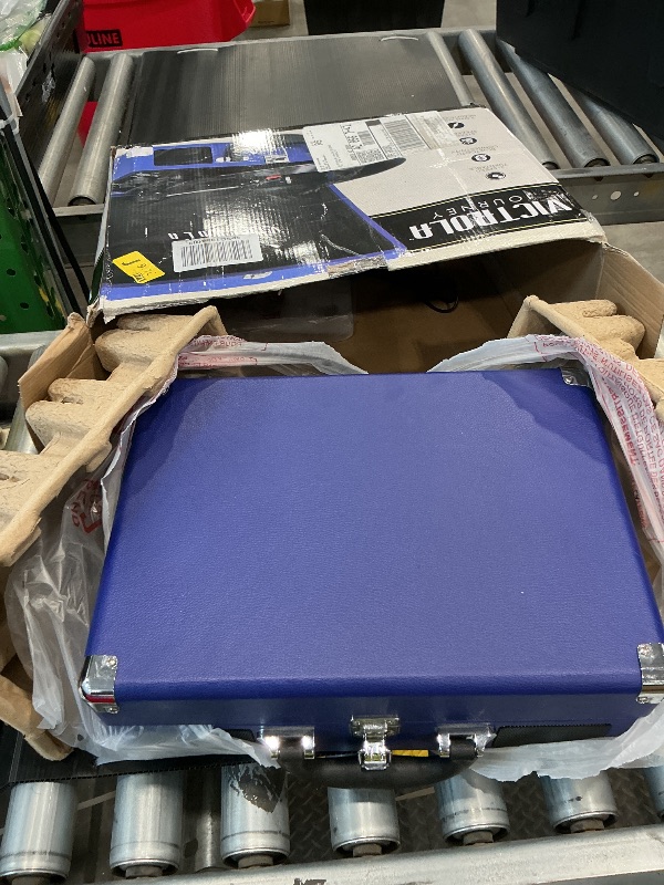 Photo 1 of *Untested*
Victrola Journey Bluetooth Portable Suitcase Record Player – with Built-in Speakers, 3 Speed Vinyl Record Player, RCA Out, Headphone Jack (Cobalt Blue)