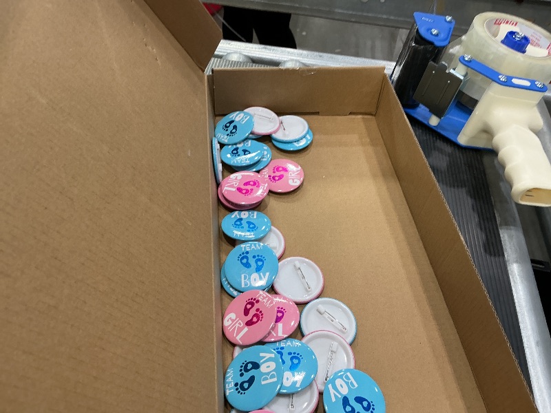 Photo 1 of 50 Pcs Gender Reveal Badges Button Pins Team Boy Team Girl Button Pins Gender Reveal Party Decorations