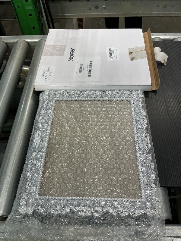 Photo 1 of **PHOTO STAND CRACKED** Yookeer 1 Pack 8 x 10 Inch Crystal Picture Frame Resin Wedding Photo Frame Jewel Picture with Rhinestones Photo Gift for Wedding Table Top Desktop Display