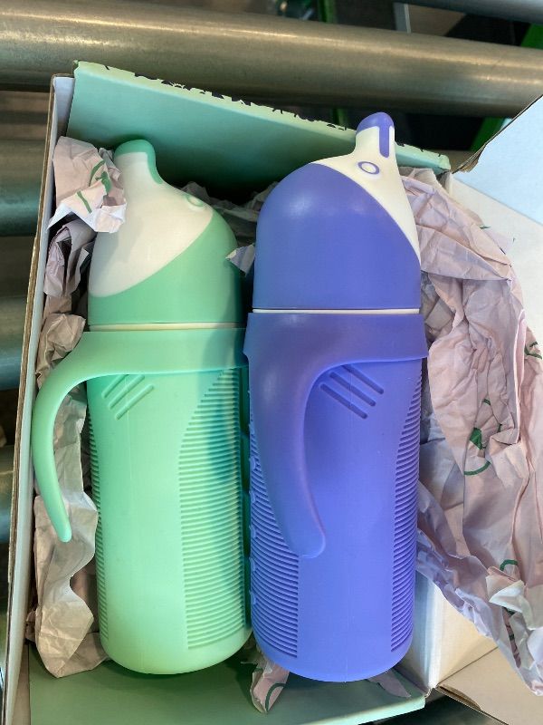 Photo 1 of *Missing Parts*
Set of 2 - Glass Sippy Cup for Toddlers - The Luca | Mint Green & Indigo Purple | Spill-Proof| 8 oz | Liquids Never Touch Plastic | Removable Handles…