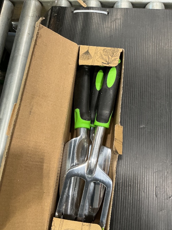 Photo 1 of *Minor Damaged - Check clerk notes*
Garden Tools Set, 3 Pack Heavy Duty Gardening Tools Set Include Garden Shovel, Transplant Trowel and Hand Rake with Ergonomic Non-Slip Handle, Aluminum Alloy Lawn and Garden Hand Tools for Planting