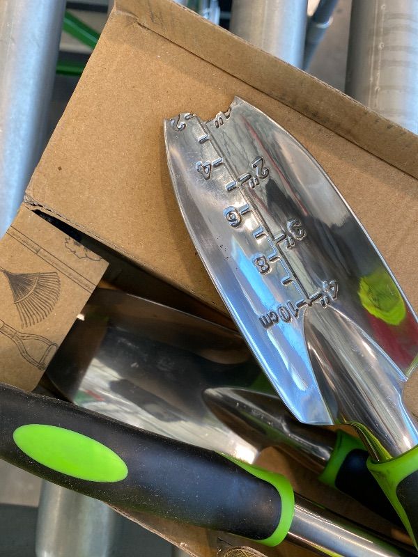 Photo 1 of *Minor Damaged - Check clerk notes*
Garden Tools Set, 3 Pack Heavy Duty Gardening Tools Set Include Garden Shovel, Transplant Trowel and Hand Rake with Ergonomic Non-Slip Handle, Aluminum Alloy Lawn and Garden Hand Tools for Planting