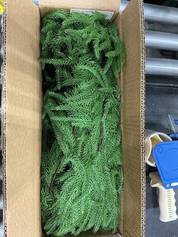 Photo 1 of 9FT Christmas Garlands Norfolk Pine Garland Real Touch Artificial Faux Greenery Garland for Holiday Indoor Outdoor Decor
