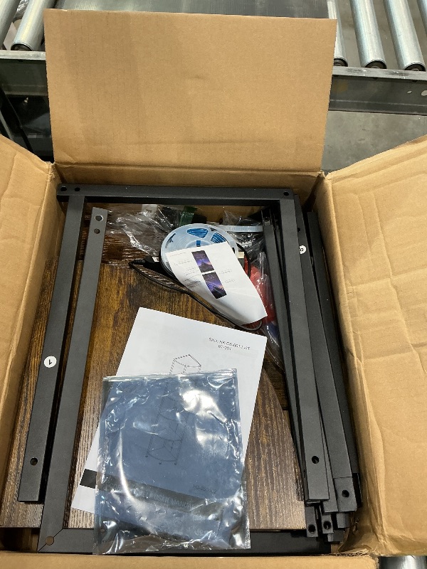 Photo 1 of ***Missing screws*** 6 Tier Corner Shelf with LED Light, 67.5” Tall Standing Shelf Organizer, White Narrow Bookshelf with Storage Rack for Wall Corner, Living Room, Bedroom, Metal Frame, Wood Display Shelf