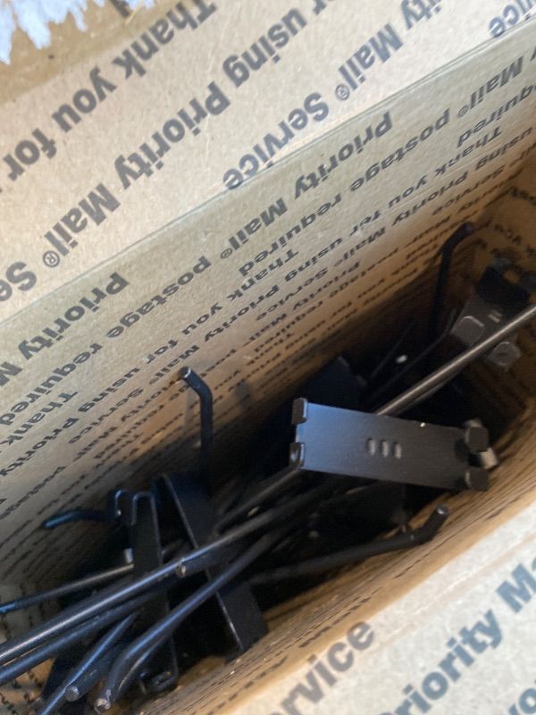 Photo 1 of *MISSING PARTS*
Moxweyeni Heavy Duty Slatwall Panel Hooks Hanging Metal Slat Wall Hanging Hooks Silver Slat Wall Hanger Commercial Grade Slatwall Pegs Accessories for Shop Retail Display(10 Inch) BLACK *See Clerk Notes*