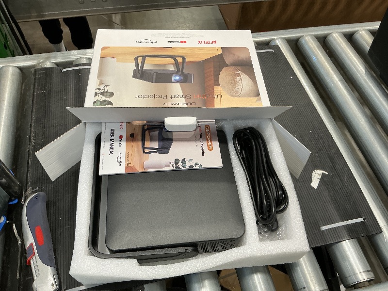 Photo 1 of [Ultra-Slim 1.97"| Netflix Licensed | AI Auto Focus | 360° Stand] Smart Mini Projector with WiFi 6 & Bluetooth, Built-in Netflix/YouTube/Disney+/Hulu, DBPOWER N5 Movie Projector for Bedroom (Black)