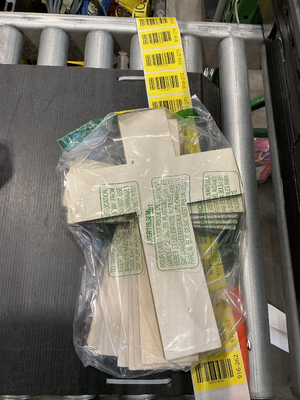 Photo 1 of 12 Inch 12 Pack Unfinished Wooden Cross Unpainted Wood Layered Framed Cross for DIY Crafts