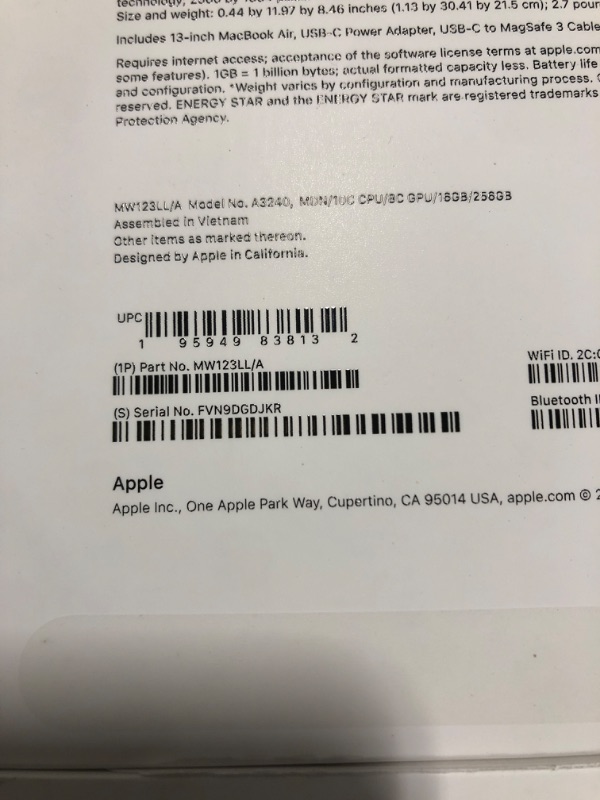 Photo 1 of ***UNTESTED***WITHOUT CHARGER***Apple 2025 MacBook Air 13-inch Laptop with M4 chip: Built for Apple Intelligence, 13.6-inch Liquid Retina Display, 16GB Unified Memory, 256GB SSD Storage, 12MP Center Stage Camera, Touch ID; Midnight