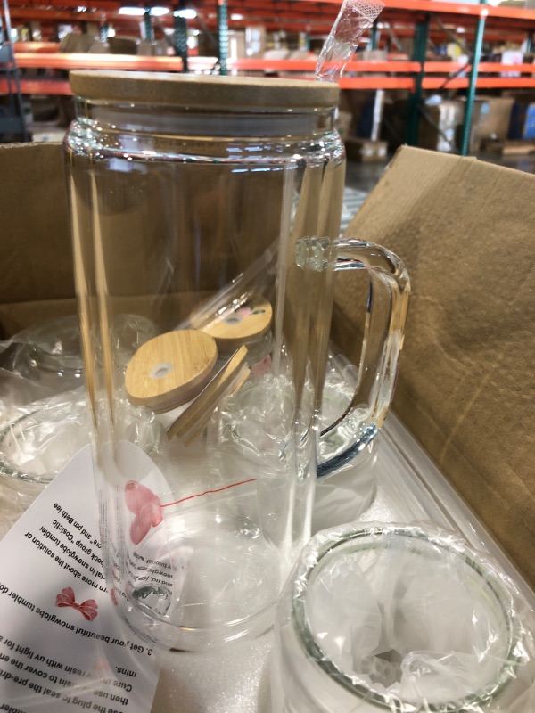 Photo 1 of ***similar item***Glass Cups with Lids and Straws 6
pcs,16oz Drinking Glasses Set for Coffee Bar Accessories Iced Coffee Cups with Lids,Glass Tumbler Reusable for Gifts
