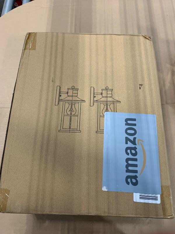 Photo 1 of ****ONLY ONE LANTERN**** FLEDAVID 2 Pack Motion Sensor Outdoor Wall Lights Dusk to Dawn Exterior Porch Lantern Brown Outside Sconce Lighting Fixtures Rustic Farmhouse Wall Mount Carriage Lamp for House Garage Patio