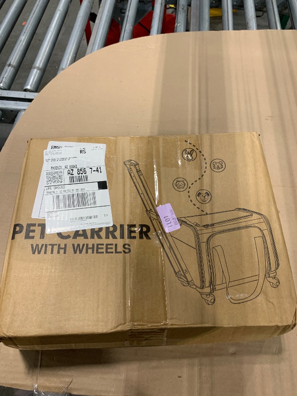 Photo 1 of **MISSING WHEELS & NEEDS TO BE CLEANED** Pet Carrier Airline Approved on Wheels - Two Sided Expandable Cat Soft Carrier for Puppy and Cats Under 26lbs, Rolling Cat Carrier for Airplane, Camping, Outdoor