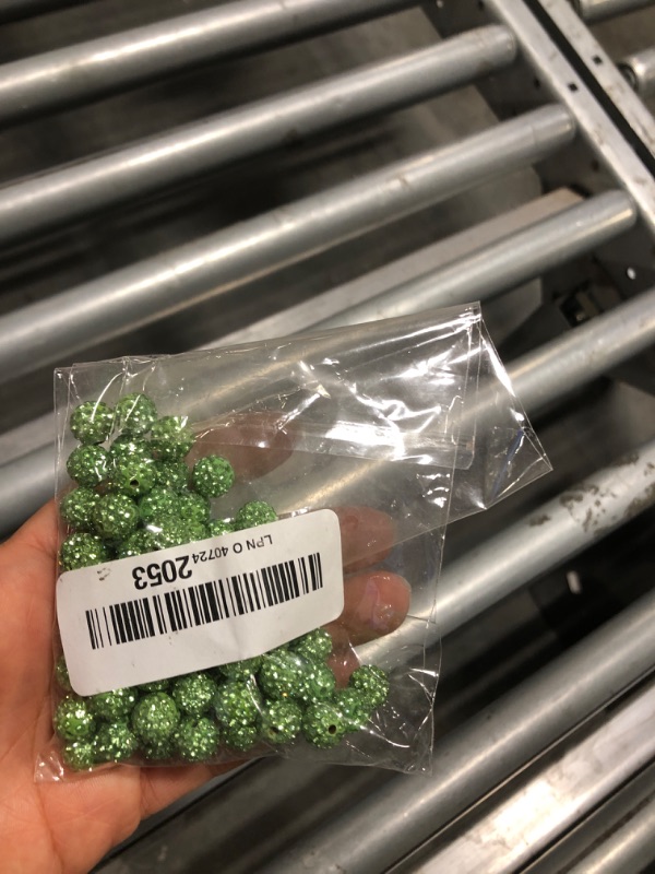 Photo 1 of  10mm Rhinestone Beads for Jewelry Making, Light Green Shiny Round Shamballa Disco Ball Beads, Sparkle Crystal Clay Christmas for Bracelet Baseball Necklace Earring Crafting and DIY