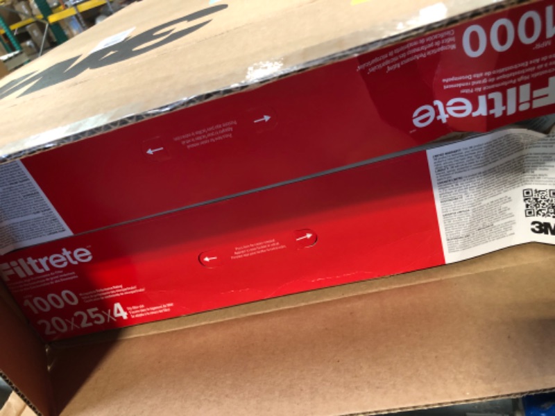 Photo 1 of **One Is Damaged** Filtrete 20x25x4 AC Furnace Air Filter, MPR 1000, MERV 11, Fits Honeywell & AprilAire Space-Gard, Allergen Defense, Electrostatic Air Cleaning Filter, 2-Pack (actual size 19.88 x 24.63 x 4.31)
