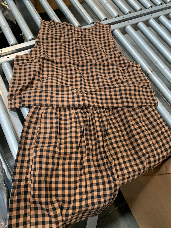 Photo 1 of ******SIMILAR****  Striped 2 Piece Lounge Pants Sets for Women Y2k Gingham Outfits Sleeveless Tank Top and Wide Leg Barrel Pants Suits.  SIZE XL


