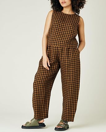 Photo 1 of ******SIMILAR****  Striped 2 Piece Lounge Pants Sets for Women Y2k Gingham Outfits Sleeveless Tank Top and Wide Leg Barrel Pants Suits.  SIZE XL

