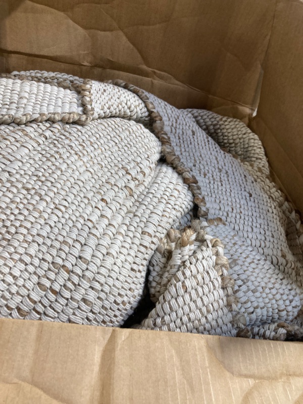 Photo 1 of ** DIRTY/ VERY USED * S & L Homes Jute Cotton Hand Woven Natural Farmhouse Area Rug for Living Room - Rustic Vintage Bohemian Décor - (10' x 13' Natural)