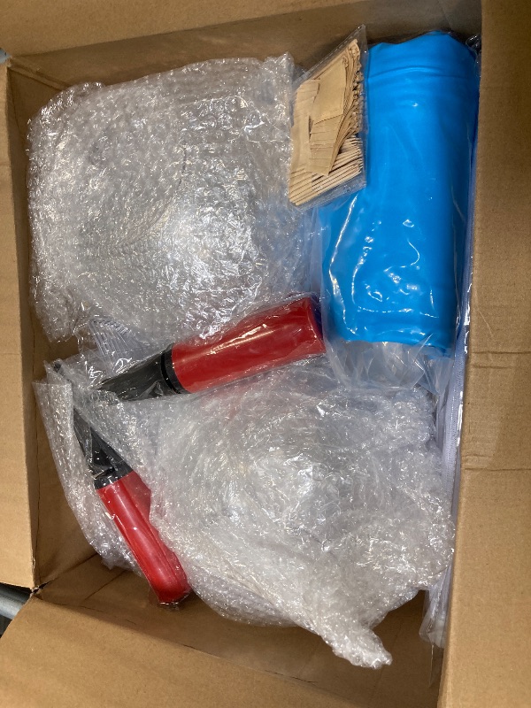 Photo 1 of FillTouch 128 Pcs Inflatable Cooler for Parties 2 Inflatable Serving Bars Buffet Cooler for Parties 3 Food Cover 6 Salad Bowl 12 Serving Utensils 5 Plastic Appetizer Tray 100 Labels(Blue)