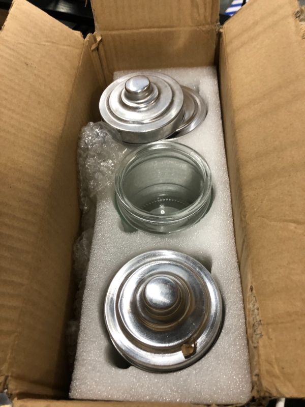 Photo 1 of *** similar item*** see pic***  eggs sound 3 Pack Qtip Holder - Bathroom Organizers and Storage, Cotton Round Pad Holder Floss Pick Cotton Ball Holder with Tray, Glass Apothecary Jars with Lids, -clear y D