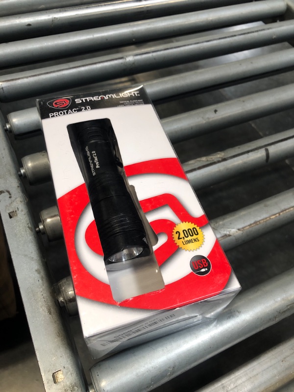 Photo 1 of **For Parts** Streamlight 89000 ProTac 2.0 2000-Lumen 17300 Candela Rechargeable Tactical LED Flashlight with USB C Cable, and Holster, Box, Black
