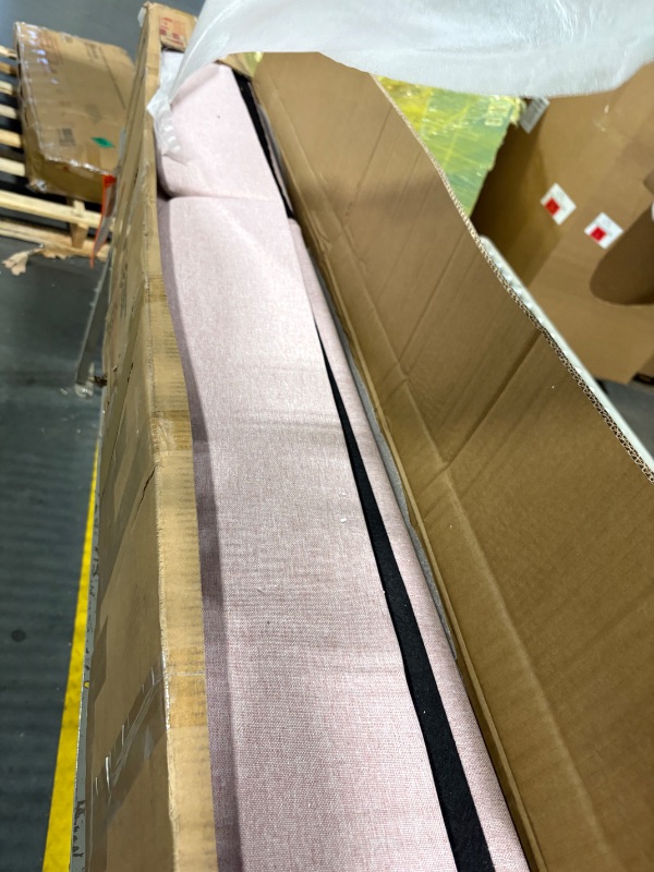 Photo 1 of ***2 BOX SET**
Ball & Cast Queen Size Bed Frame with Pull Out Trundle,Linen Upholstered Platform Bed with Wingback Headboard,Trundle Bed with Wood Slats Support,No Box Spring Needed,Pink