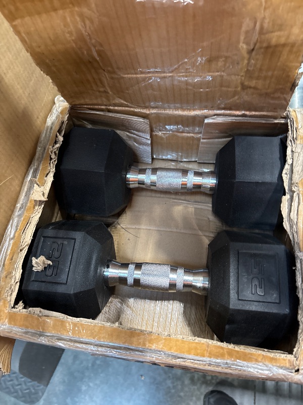 Photo 1 of **ONLY BOXES B AND C**
CAP Barbell 150 LB Coated Hex Dumbbell Weight Set with Vertical Rack, Black