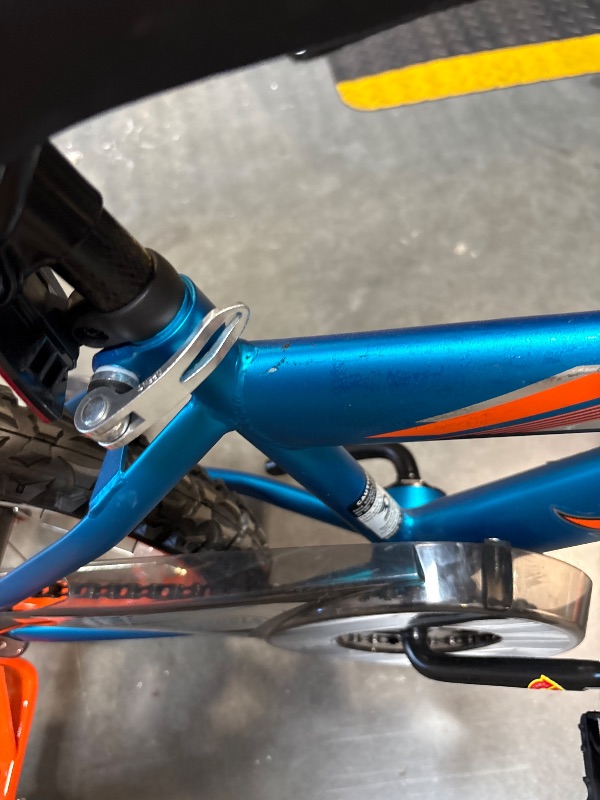 Photo 1 of **MISSING BIKE BAG FROM HANDLE BARS/MINOR SCRATCHES & RUBBER FALLING OFF RIGHT HANDLE BAR END**16" Dynacraft Hot Wheels, Boys BMX Bike,Kids Age 5-7 Years, Blue