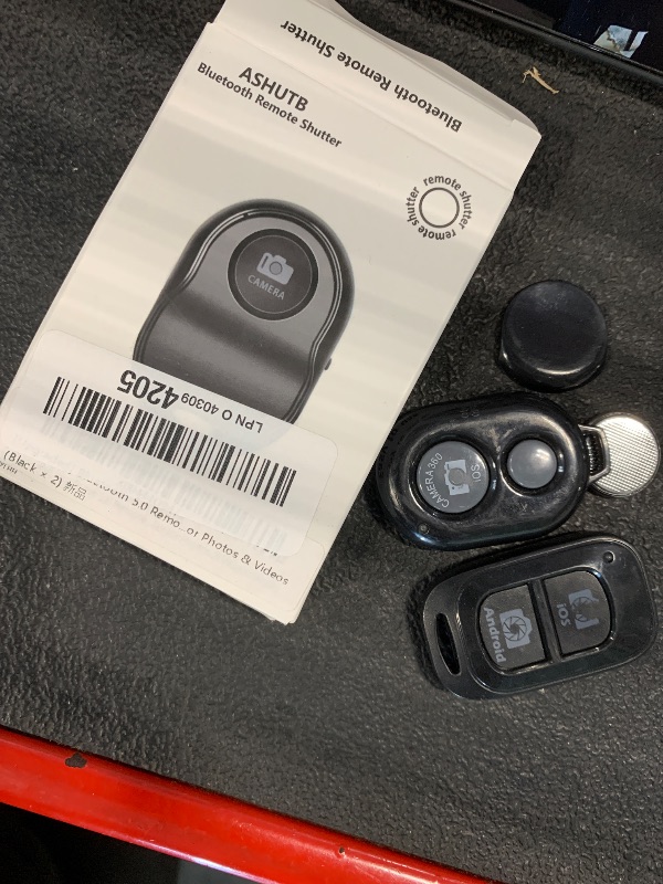 Photo 1 of [Upgraded] Bluetooth 5.0 Remote Shutter for iPhone & Android Camera Wireless Remote Control Selfie Button for iPad iPod Tablet, HD Selfie Clicker for Photos & Videos (Black × 2 Pack)