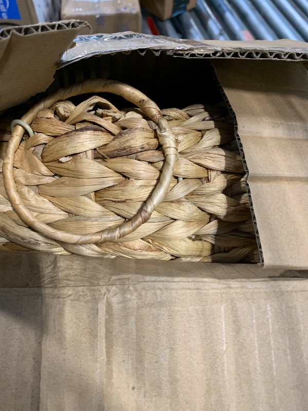 Photo 1 of ***TOP CORNER BENT***Toilet Paper Storage, Water Hyacinth Bathroom Toilet Paper Basket for Storage, Toilet Paper Holder Wicker Basket for 6 Mage Rolls, Bathroom Accessories Organizer