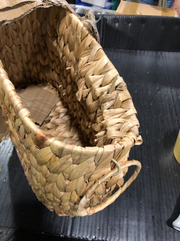 Photo 1 of ***TOP CORNER BENT***Toilet Paper Storage, Water Hyacinth Bathroom Toilet Paper Basket for Storage, Toilet Paper Holder Wicker Basket for 6 Mage Rolls, Bathroom Accessories Organizer