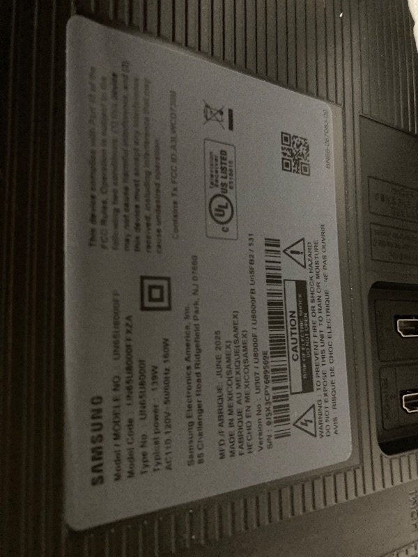 Photo 1 of Samsung 65-Inch Class Crystal UHD U8000F 4K Smart TV (2025 Model) Endless Free Content, Crystal Processor 4K, MetalStream Design, Knox Security, Alexa Built-in