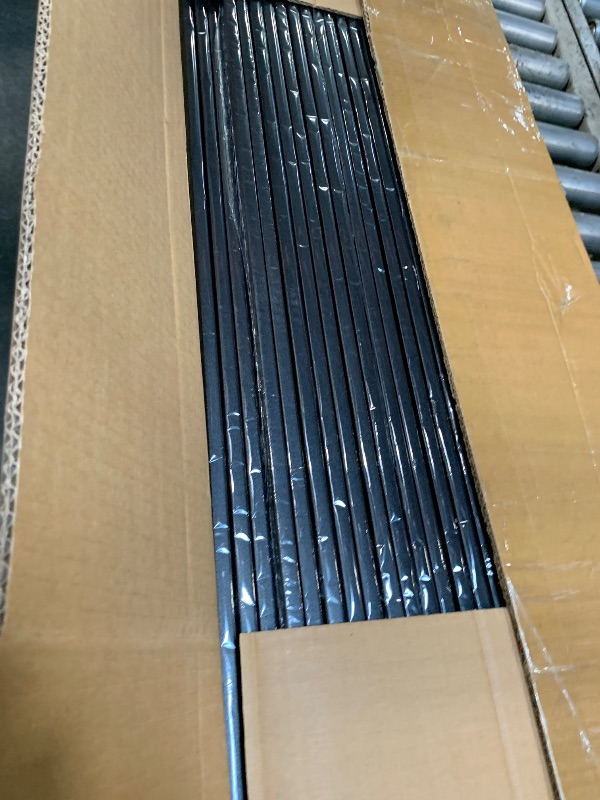 Photo 1 of 100 Pack Deck Balusters 32 '' Straight Baluster, Black Metal Deck Spindle and Stairs Railing with Screws,Hollow Rectangle Deck Balusters for Deck Railing Porch(32 x1.2x0.4 in)