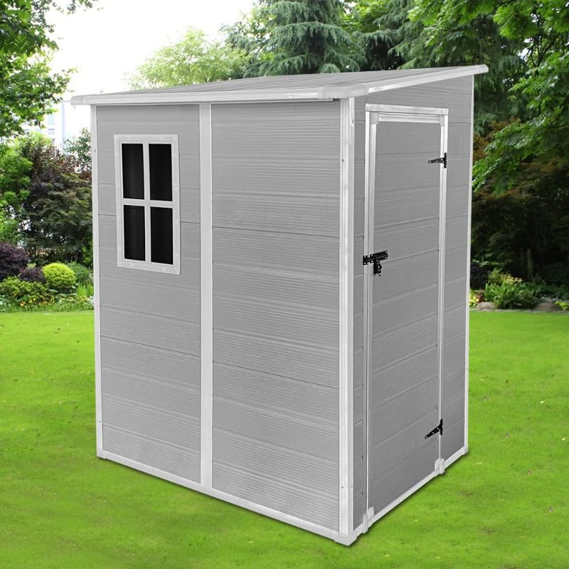 Photo 1 of ***MISSING HARDWARE***Panana Outdoor Storage Sheds Includes Plastic Floor,Plastic House Tool Shed Box,4ft,5ft,6ft (4 x 4.66f)
