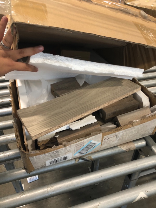 Photo 1 of ***WORPED WOOD SPLIT WOOD****Walker Edison Tinsley Rustic Barn-Door Low Stand for TVs up to 80 Inches, 70 Inch, Grey Wash