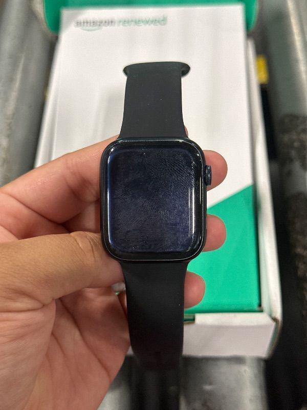 Photo 1 of **LOCKED & NO CHARGER** Apple Watch Series 8 (GPS, 45mm) Midnight Aluminum Case with Midnight Sport Band (Renewed Premium)