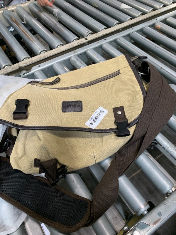 Photo 1 of [Upgraded] Vintage Canvas Messenger Bag 13 15.6 17 inches Large Book Laptop Shoulder Bag Women Men New (Beige, Large)