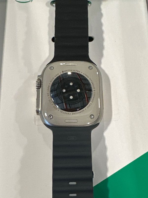 Photo 1 of **NO CHARGER** Apple Watch Ultra [GPS + Cellular 49mm] Titanium Case with Midnight Ocean Band, One Size (Renewed Premium)