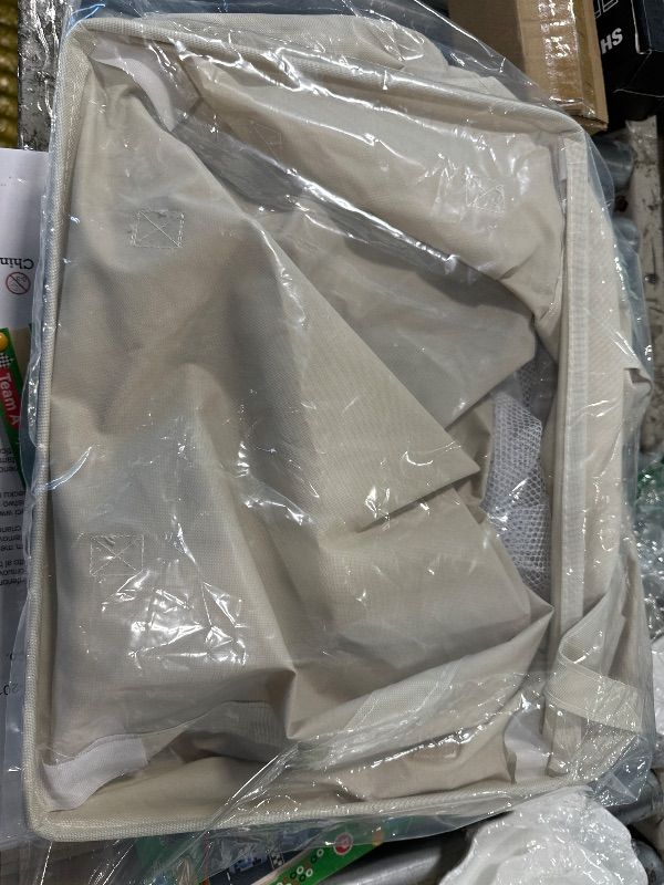 Photo 1 of **NO BARS TO SUPPORT THE BASKET** DOKEHOM 90L X-Large Laundry Basket with Removable Wash Bag on Wheels, Collapsible Rolling Laundry Hamper, Foldable Clothes Organizer, Folding Washing Bin (Beige)