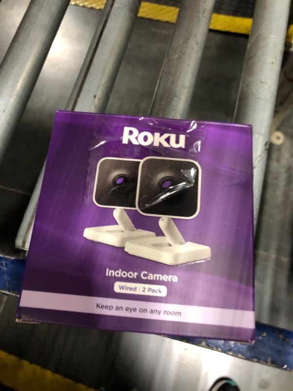 Photo 1 of ***MISSIING BATTERY***Roku Indoor Camera - Home Security - 2-Pack - Wired Security Camera & Pet Monitor with 1080p HD Color Night Vision, Works with Alexa & Google, Motion & Sound Detection, WDR & WiFi 6