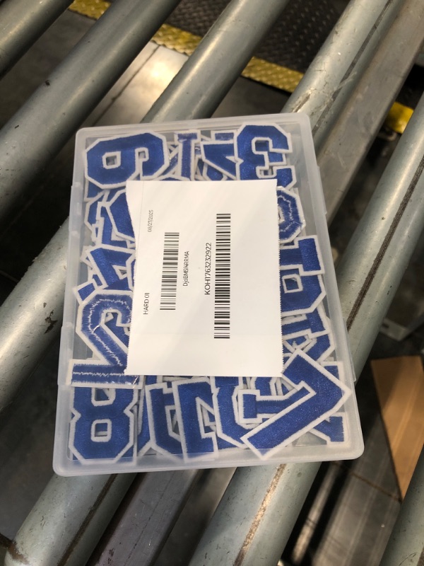 Photo 1 of 104 Pcs Chenille Letters Patches Iron on Large 3.2 H x 2.4 W College Letters Patches Embroidered Trimmed Preppy Alphabet for Clothing Repairing(Blue)